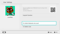 Nintendo Switch Account unlink Switch