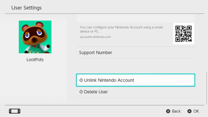 Nintendo Switch Account unlink Switch